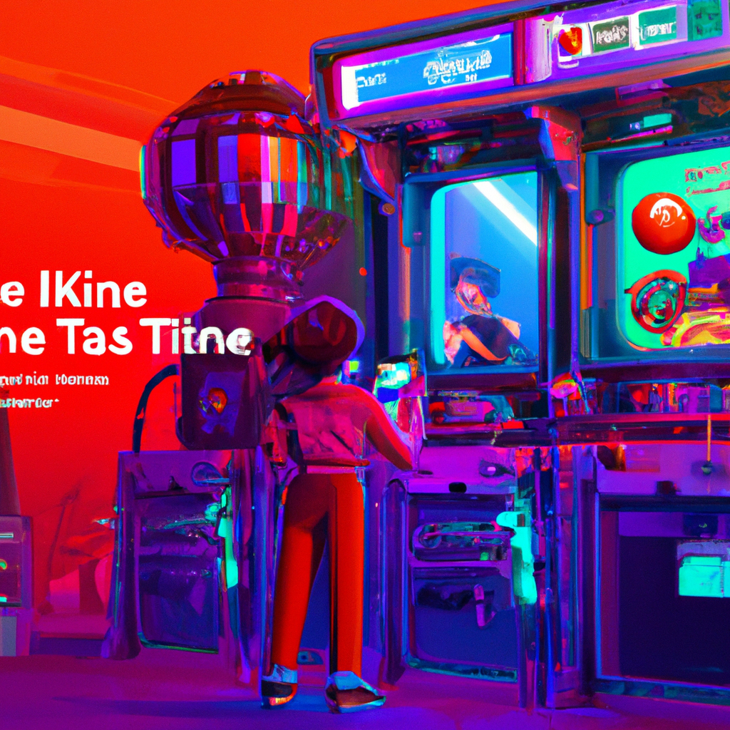 Neon arcade montage with players and sprites